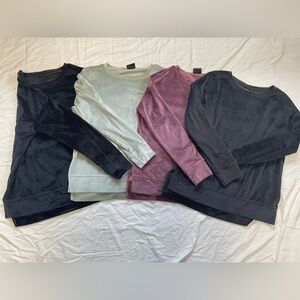 32 Degrees set of 4 Women's Long sleeve velour tops in Black, Green, and Purple